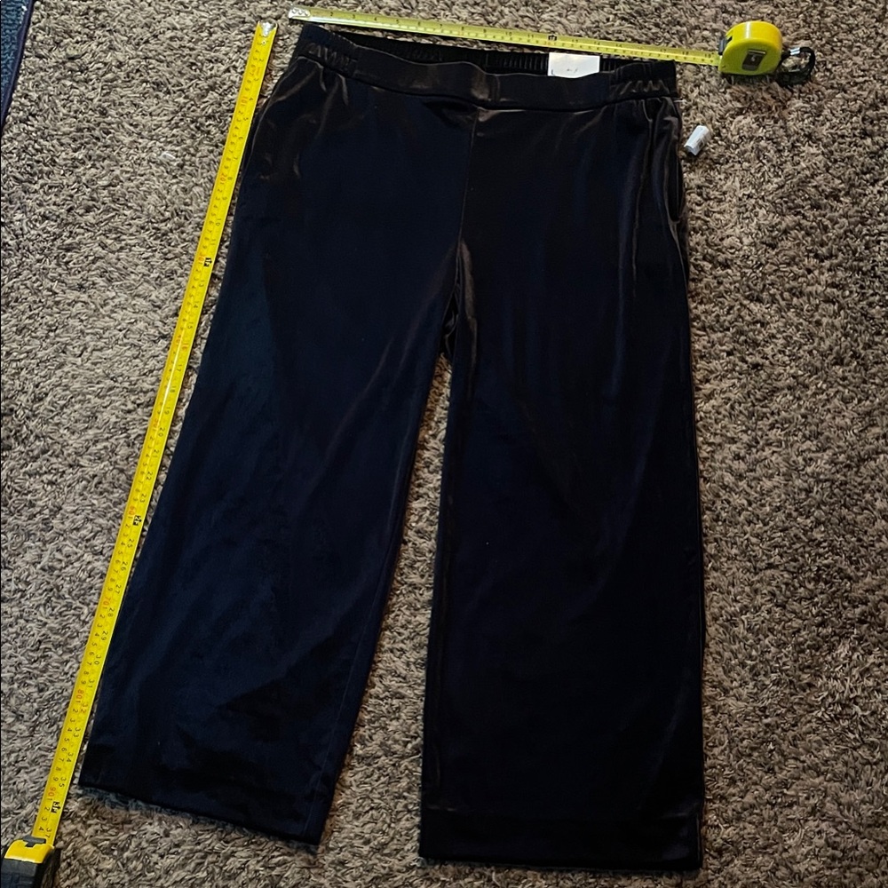 Black Velvet Wide-Leg ankle Pants